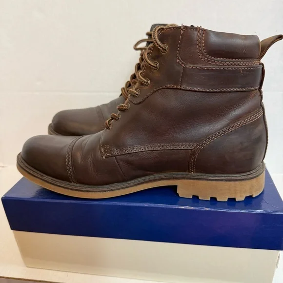 Johnston & Murphy Lombard Cap Toe Rich Brown Lace-Up Boots Size 10 M - Picture 12 of 12